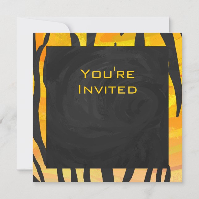 Invitation Motif d'impression noir et orange (Devant)