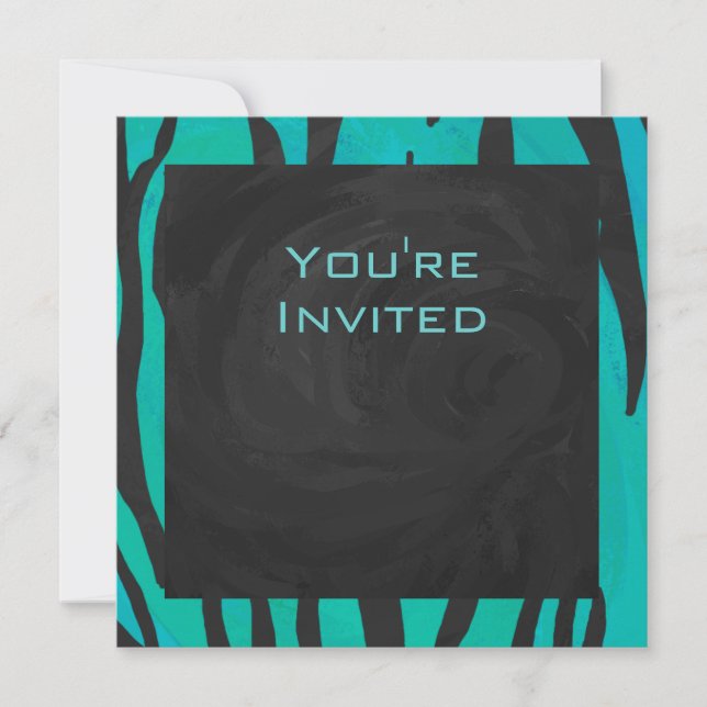 Invitation Motif d'impression Turquoise et noir de tigre de m (Devant)