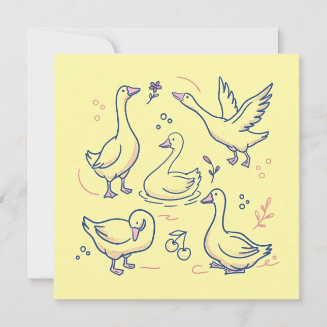 Invitation Motif d'oie drôle (Devant)