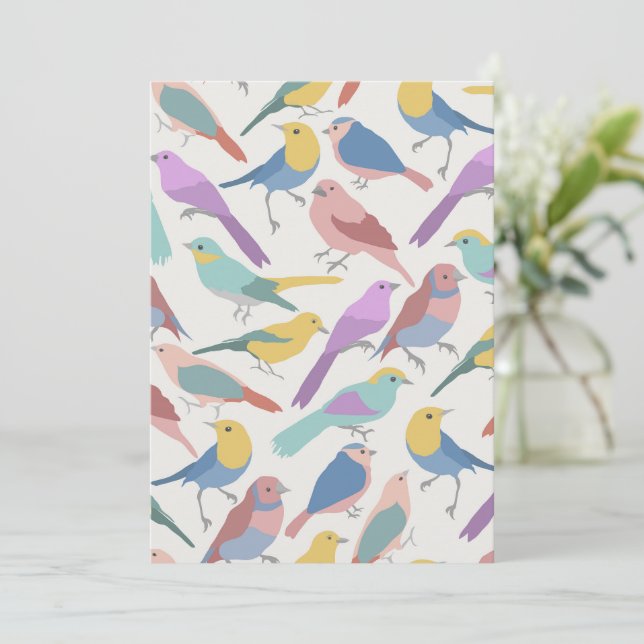 Invitation Motif d'oiseaux chanteurs pastel Oiseaux d'aquarel (Debout devant)