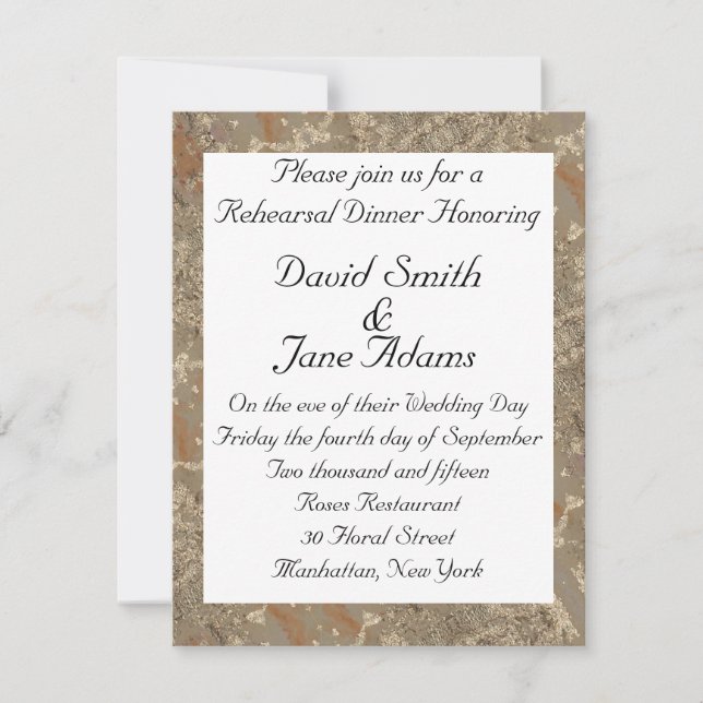 Invitation Motif d'or - Dîner de répétition mariage (Devant)