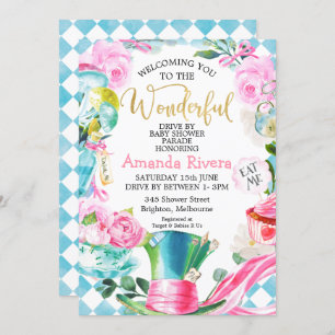 Invitation Motif Drive By Parade Baby shower Wonderland 