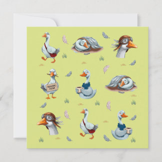 Invitation Motif drôle d'oies – Impression fantaisiste d'oie