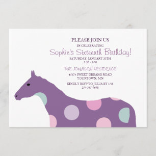 Invitation Motif du Cheval coloré Seizième anniversaire