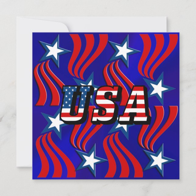 Invitation Motif du drapeau Abstrait & USA Texte Party Invita (Devant)