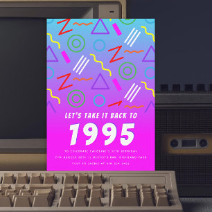 Invitation motif du parti des années 1990 Vintage fête d'anni