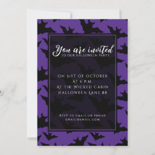 Invitation Motif effrayant et cool de chauves-souris noires p