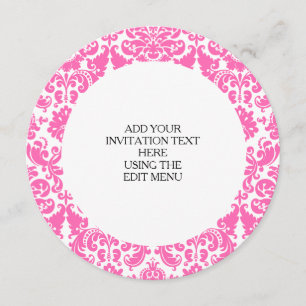 Invitation Motif élégant de rose indien et blanc de damassé