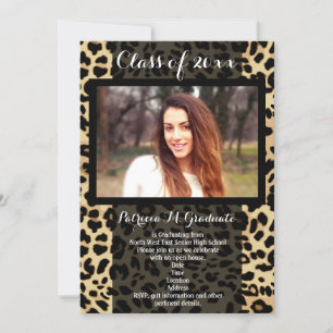 Invitation Motif Empreinte de léopard Ruban Photo Graduation