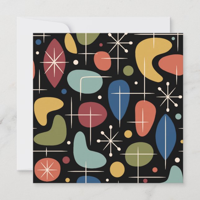 Invitation Motif Étoile Éclatée de Style Mid Century Modern (Devant)
