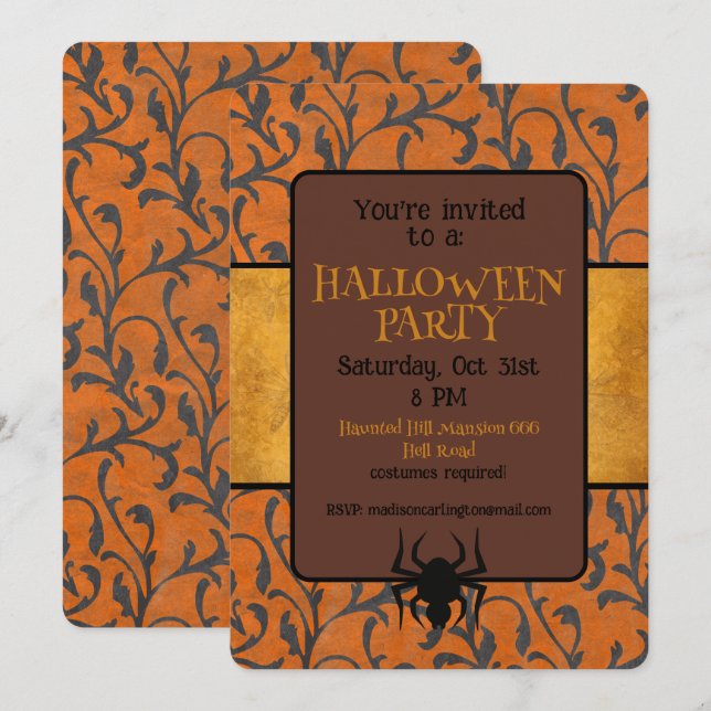 Invitation Motif Fantaisiste de Fête d'Halloween  (Devant / Derrière)