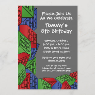 Invitation Motif - fête d'anniversaire de blocs constitutifs