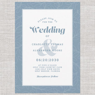 Invitation Motif Feuille Abstrait moderne simple   Dusty Blue
