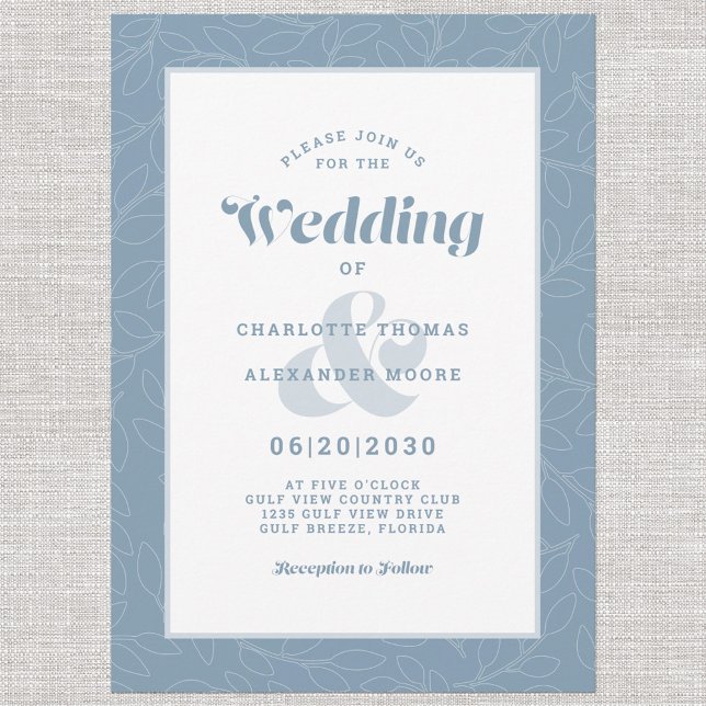 Invitation Motif Feuille Abstrait moderne simple | Dusty Blue (Créateur téléchargé)