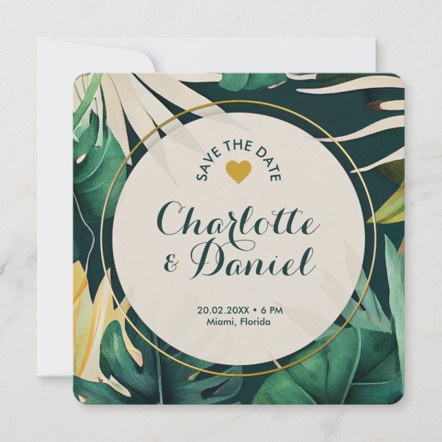 Invitation Motif Feuille thématique | MARIAGE | Enregistrer L (Devant)
