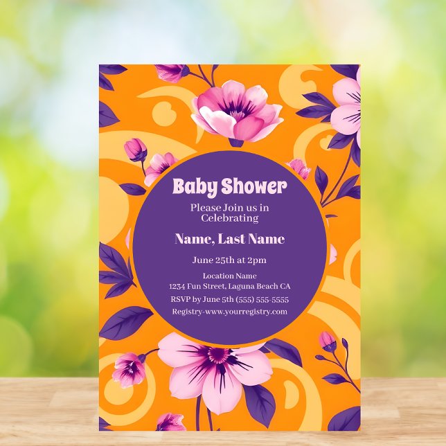 Invitation Motif Fleur Été Vibrant - Dopamine Dressing (Vibrant Summer Flower Pattern – Dopamine Dressing-Baby Shower Invitation )