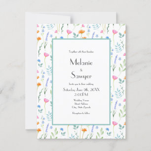 Invitation Motif Fleur sauvage d'aquarelle mixte