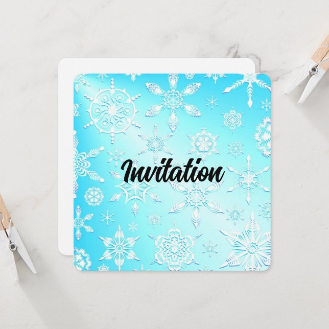Invitation Motif Flocons de Cristal (Devant/Arrière en situation)