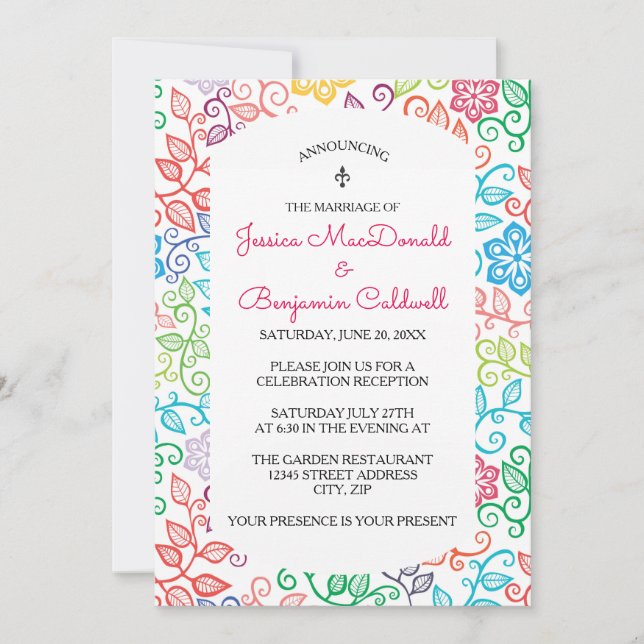 Invitation Motif floral - Annonce de mariage (Devant)
