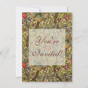 Invitation Motif floral antique Lily dorée de William Morris