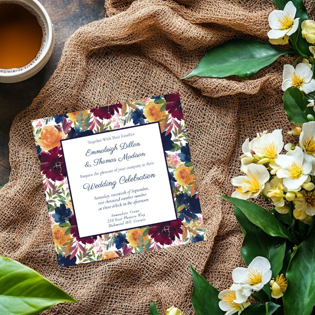 Invitation Motif floral aquarelle mariage Bright (Créateur téléchargé)