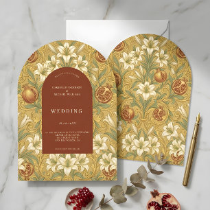 Invitation Motif floral Art Nouveau en forme d'arche de lys v