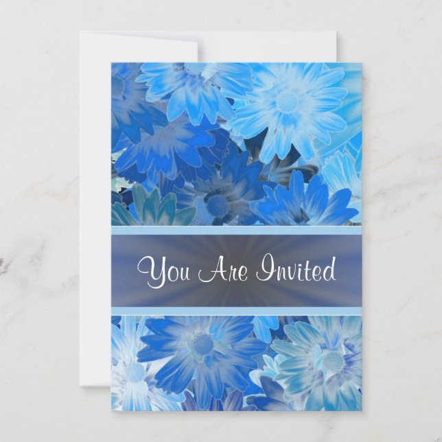 Invitation Motif floral bleu à chaque occasion (Devant)