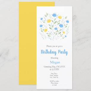 Invitation Motif floral bleu et jaune doux