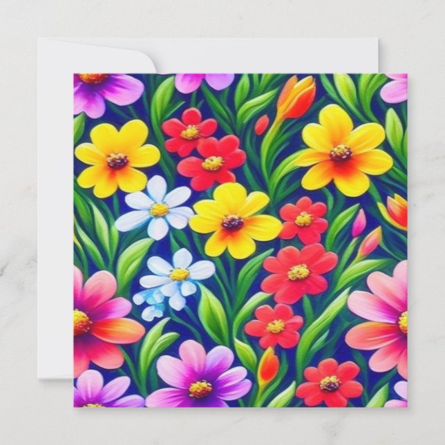 Invitation Motif floral coloré (Devant)