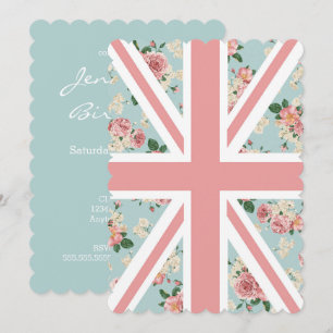 Invitation Motif floral d'Union Jack de roses anglais