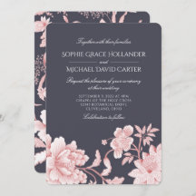 Motif floral en rose et gris 2 Mariage