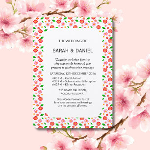 Invitation Motif floral minimaliste moderne sur fond blanc