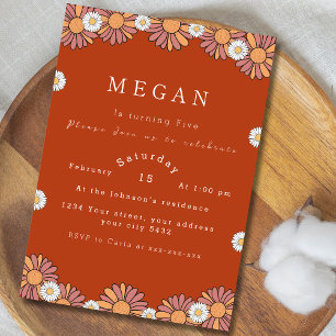 Invitation Motif floral Pastel Rose & Orange Daisy