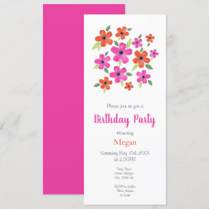 Invitation Motif floral rose et orange chaud