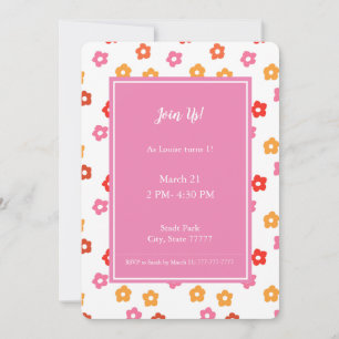 Invitation Motif floral rose rose jaune rouge orange minuscul