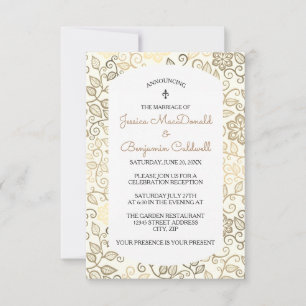 Invitation Motif floral sépia - 3X5 Annonce de mariage