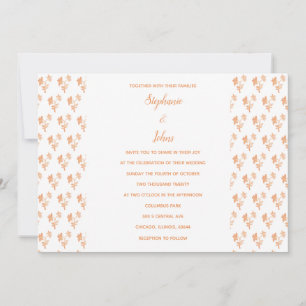 Invitation Motif Floral Terracotta Rustique Orange Mariage