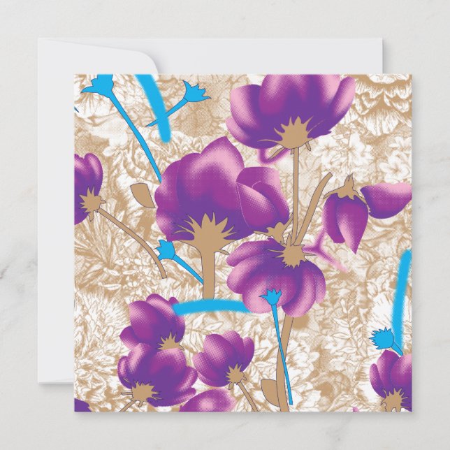 Invitation Motif floral vif avec violet et bleu f (Devant)