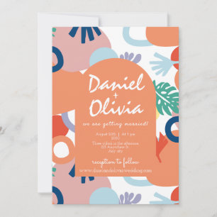 Invitation Motif forestier moderne avec Mariage QR