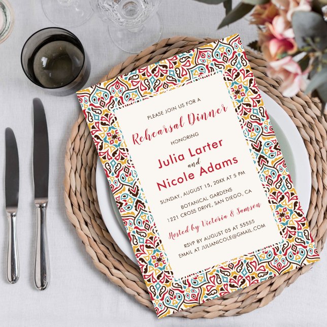 Invitation Motif géométrique classique de mandala pour dîner  (Créateur téléchargé)
