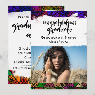 Invitation Motif Géométrique Coloré Coup de Pinceau Graduatio