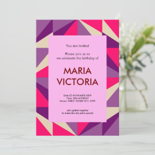 Invitation Motif géométrique gras rose et violet
