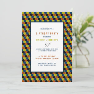 Invitation Motif géométrique lumineux, fête d'anniversaire mo