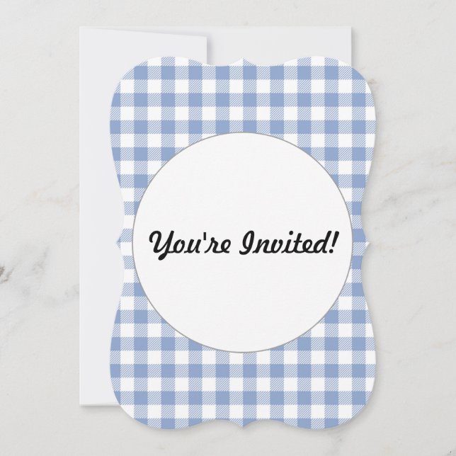 Invitation Motif Gingham Bleu Clair Imprimé Carreaux Classiqu (Devant)