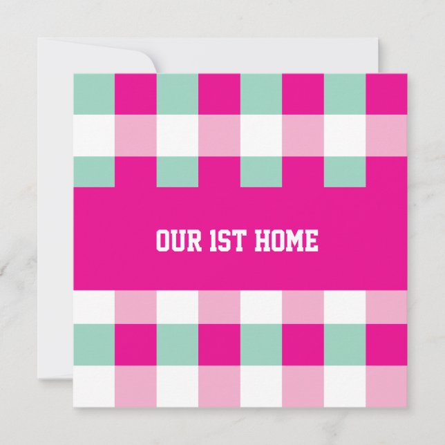 Invitation Motif Gingham Notre 1ère Maison (Devant)