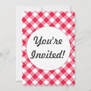 Invitation Motif Gingham Rouge et Blanc Classique Rustique