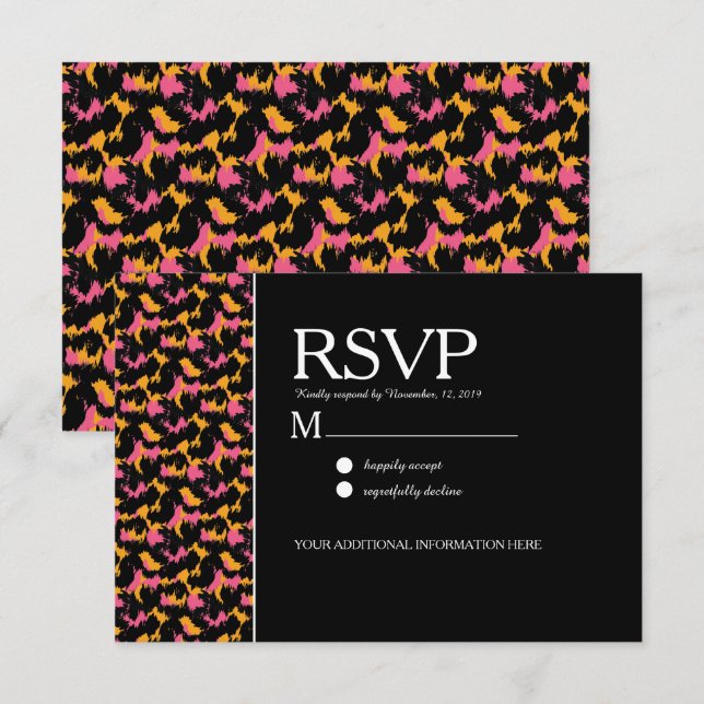 Invitation Motif imprimé léopard coloré mariage moderne (Devant / Derrière)