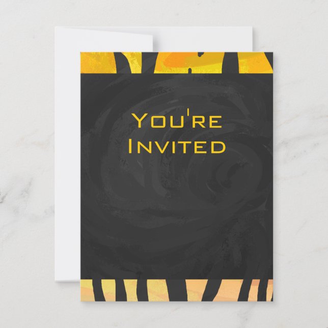 Invitation Motif imprimé tigre noir et orange Monogram (Devant)