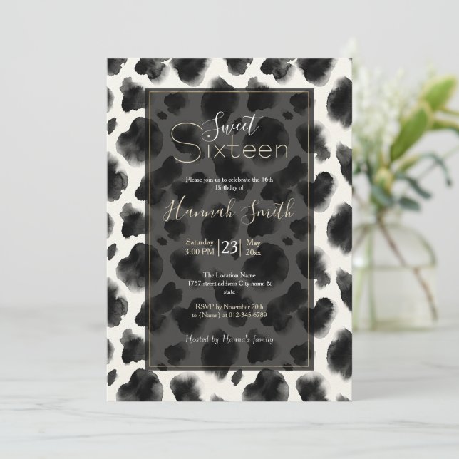 Invitation Motif imprimé vache noir et blanc (Debout devant)