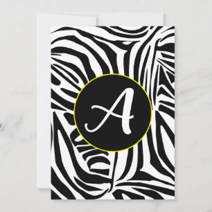 Invitation Motif Imprimé Zèbre Noir et Blanc Audacieux